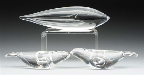 LOT OF 3: CLEAR GLASS FIGURINES                   