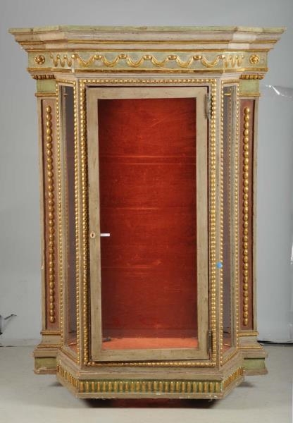 18TH C. ITALIAN DISPLAY CABINET WITH LATER BASE.  