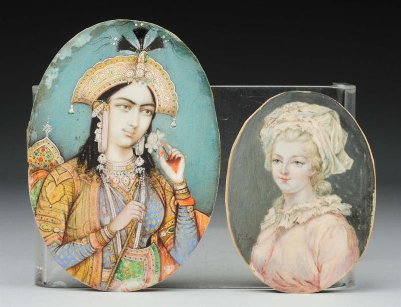 LOT OF 2: PAINTINGS ON IVORY.                     