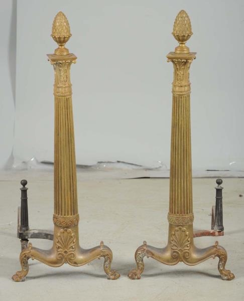 LOT OF 2: ANTIQUE ANDIRONS.                       
