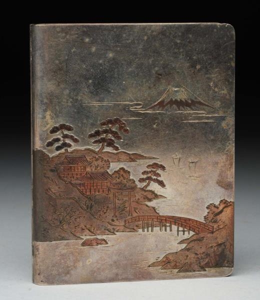 JAPANESE SILVER MIXED METAL CIGARETTE BOX.        