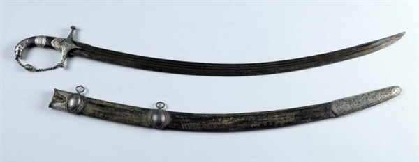 INDO-PERSIAN MAMELUKE SABER WITH SCABBARD.        