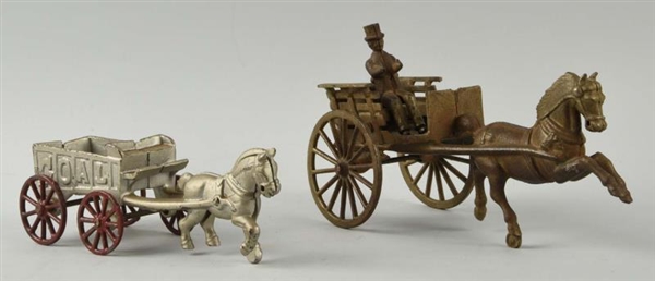 CAST IRON AMERICAN MADE HORSE DRAWN CART TOY.     