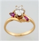 A DIAMOND, RUBY AND 14KT GOLD RING                