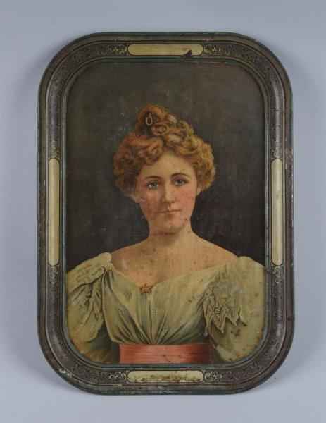 ADVERTISING TRAY WITH VICTORIAN WOMAN.            