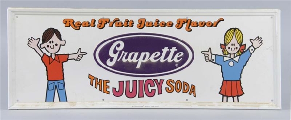 GRAPETTE "THE JUICY SODA" EMBOSSED TIN SIGN       