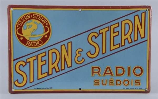 STERN & STERN RADIO SUÉDOIS PORCELAIN SIGN        