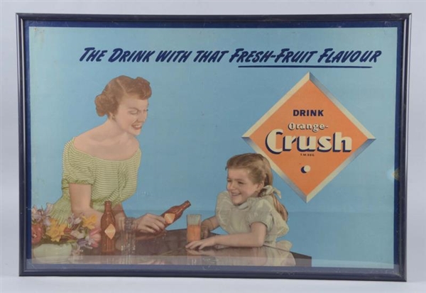 DRINK ORANGE-CRUSH CARDBOARD SIGN IN FRAME        