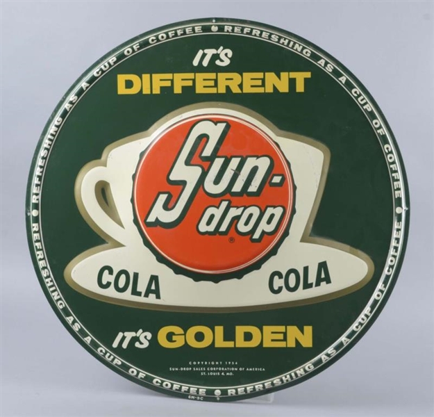 SUN-DROP COLA ITS DIFFERENT EMBOSSED TIN SIGN    