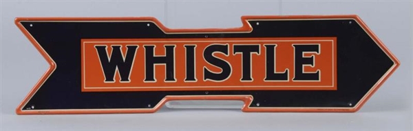 WHISTLE ARROW EMBOSSED TIN SODA ADVERTISING SIGN  