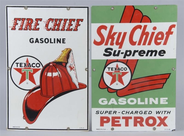 LOT OF 2: TEXACO SKY CHIEF & FIRE CHIEF SIGNS     