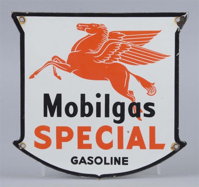 MOBILGAS SPECIAL WITH DROP LEG SHIELD SHAPED SIGN 