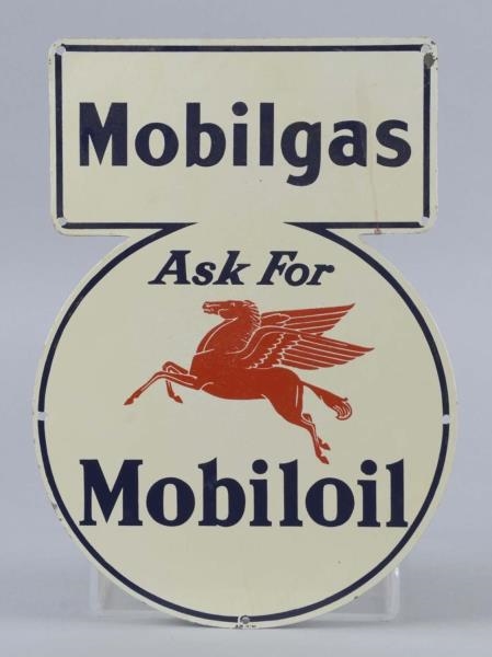 MOBILGAS ASK FOR MOBILOIL DIECUT TIN SIGN         