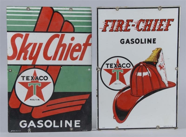 LOT OF 2: TEXACO FIRE CHIEF & SKY CHIEF SIGNS     