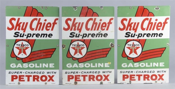 LOT OF 3: TEXACO SKY CHIEF PORCELAIN SIGNS        