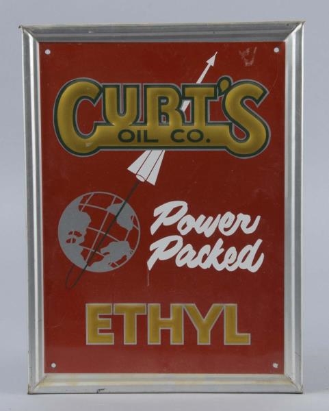 CURTS POWER PACKED ETHYL EMBOSSED TIN SIGN       