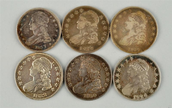 LOT OF 6: CAPPED BUST HALF DOLLARS.               