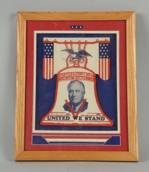 LIBERTY BELL DIE-CUT SIGN "UNITED WE STAND".      