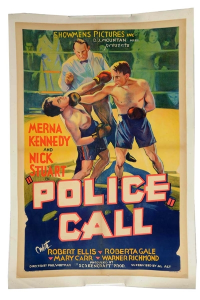 1930S "POLICE CALL" BOXING MOVIE POSTER.         