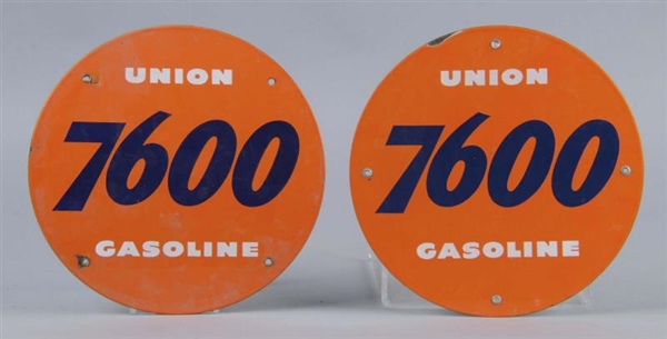 LOT OF 2: UNION 7600 GASOLINE PORCELAIN SIGNS     