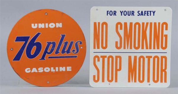 LOT OF 2: UNION 76 & NO SMOKING PORCELAIN SIGNS   