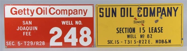 LOT OF 2: SUNOCO AND GETTY WELL NUMBER SIGNS      