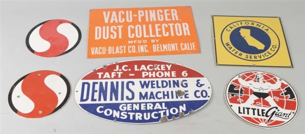 LOT OF 6:  PORCELAIN ADVERTISING SIGNS            
