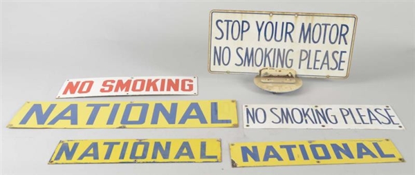 LOT OF 6: PORCELAIN NO SMOKING & NATIONAL SIGNS   