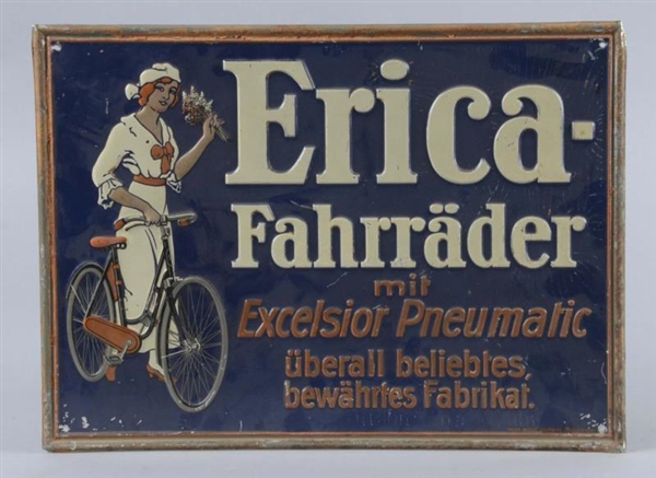 ERICA-FAHRRADER (BICYCLE) EMBOSSED TIN SIGN       
