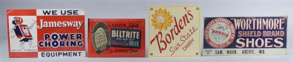 LOT OF 4: PAINTED METAL ADVERTISING SIGNS         