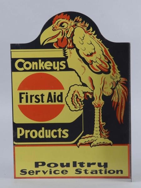 CONKEYS POULTRY FIRST AID TIN FLANGE SIGN         