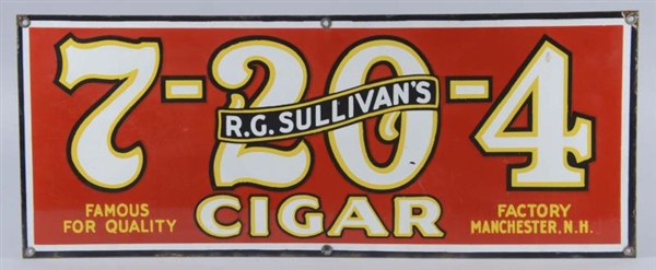 R.G. SULLIVANS 7-20-4 CIGARS PORCELAIN SIGN      