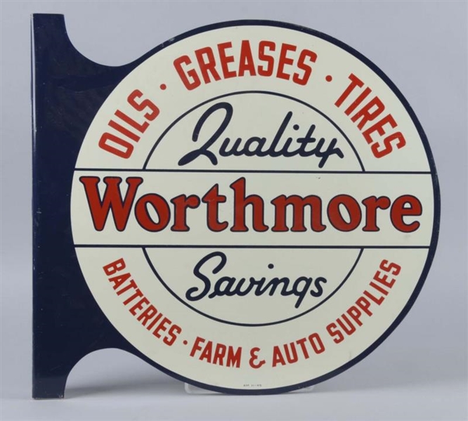 WORTHMORE OILS-GREASE-TIRES DIECUT FLANGE SIGN    