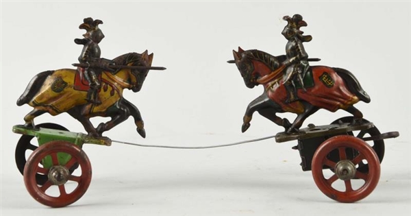 SCARCE GERMAN TIN LITHO KNIGHTS FIGHTING TOY.     