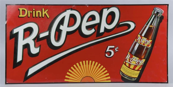 DRINK R-PEP WITH BOTTLE EMBOSSED TIN SIGN         