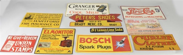LOT OF 10: TIN ADVERTISING SIGNS                  