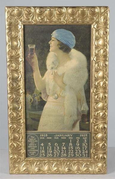 1925 COCA COLA CALENDAR IN ORNATE GOLD FRAME      