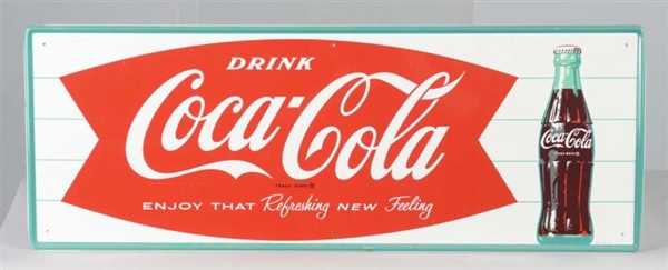 COCA COLA FISHTAIL WITH BOTTLE TIN SIGN           