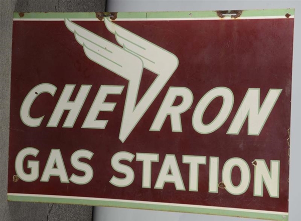 CHEVRON GAS STATION PORCELAIN SIGN                