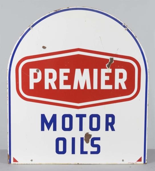 PREMIER MOTOR OIL TOMBSTONE SHAPED SIGN           