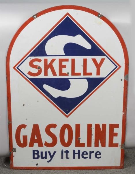 SKELLY GASOLINE TOMBSTONE SHAPED SIGN             