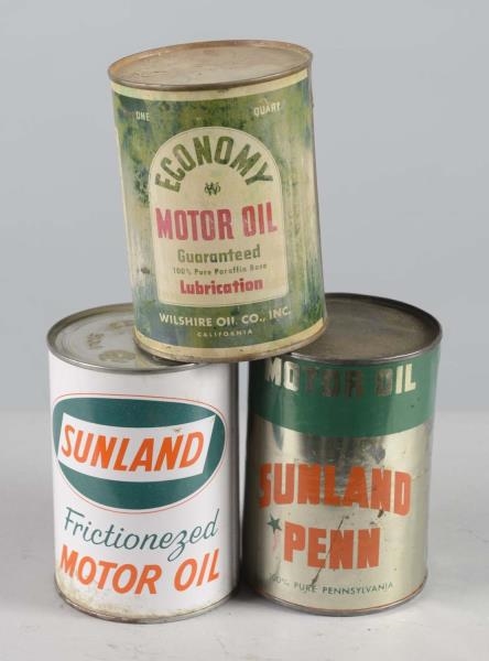 LOT OF 3: ONE QUART MOTOR OIL CANS                