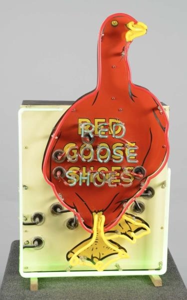 RED GOOSE SHOES PORCELAIN NEON SIGN               