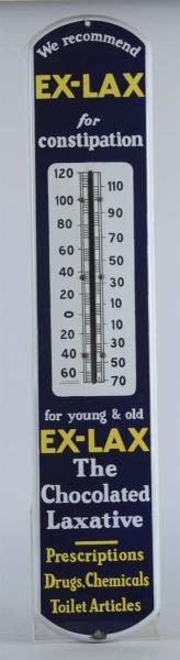 EX-LAX "THE CHOCOLATE LAX" PORCELAIN THERMOMETER  