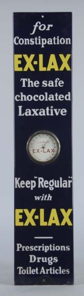 EX-LAX PORCELAIN SIGN WITH ROUND THERMOMETER      