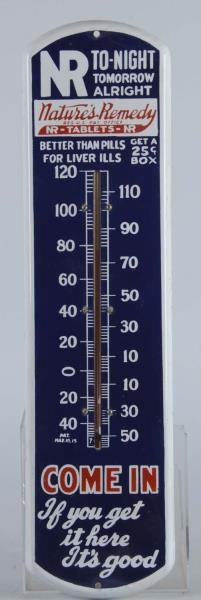 NATURES REMEDY TABLETS PORCELAIN THERMOMETER SIGN