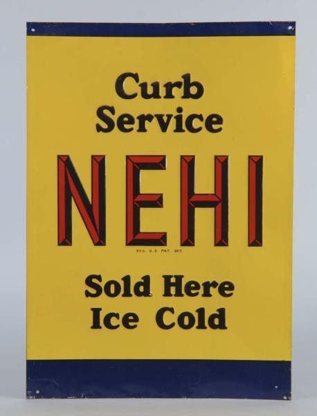 NEHI CURB SERVICE EMBOSSED TIN SIGN               