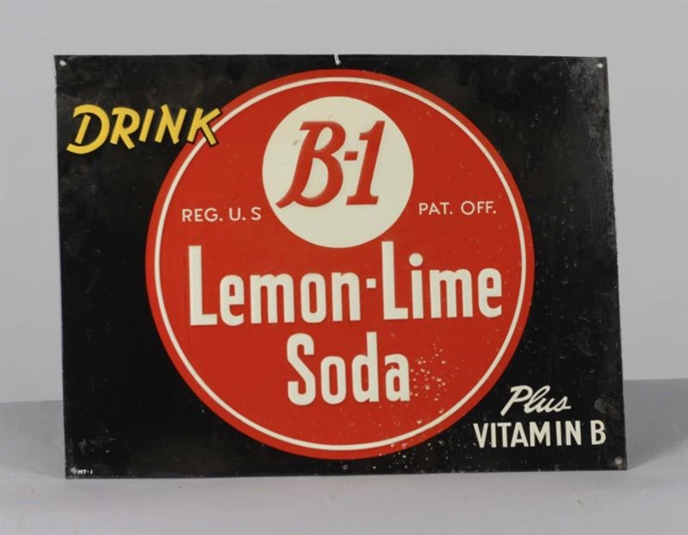 B-1 LEMON LIME SODA EMBOSSED TIN SIGN             