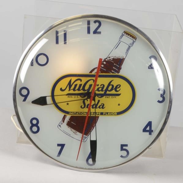NU GRAPE SODA WITH BOTTLE ROUND LIGHTED CLOCK     