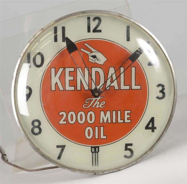 KENDALL "THE 2000 MILE OIL" LIGHTED CLOCK         